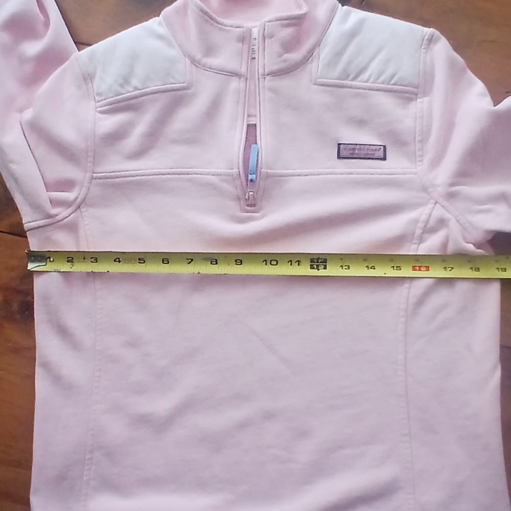 Girl' s M Vineyard Vines Pink Quarter-Zip Cotton Pullover. - Picture 8 of 8